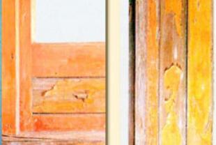 On wood varnished surfaces, cracks appear and the varnishes peel off, while the color of the wood has begun to change.